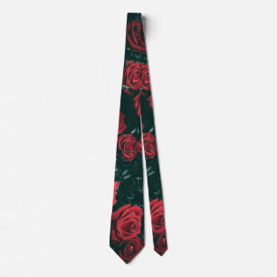 Cravate Fond à motif floral de roses rouges foncées lunair