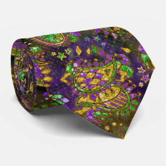 Cravate Fond ton noir de Paisley Mardi Gras