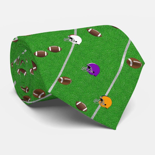 Cravate Footballs and Helmets Pattern (Roulé)