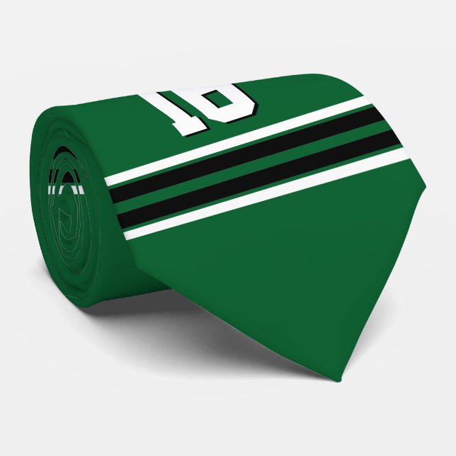 Cravate Forest Green Black Team Jersey Numéro personnalisé (Roulé)