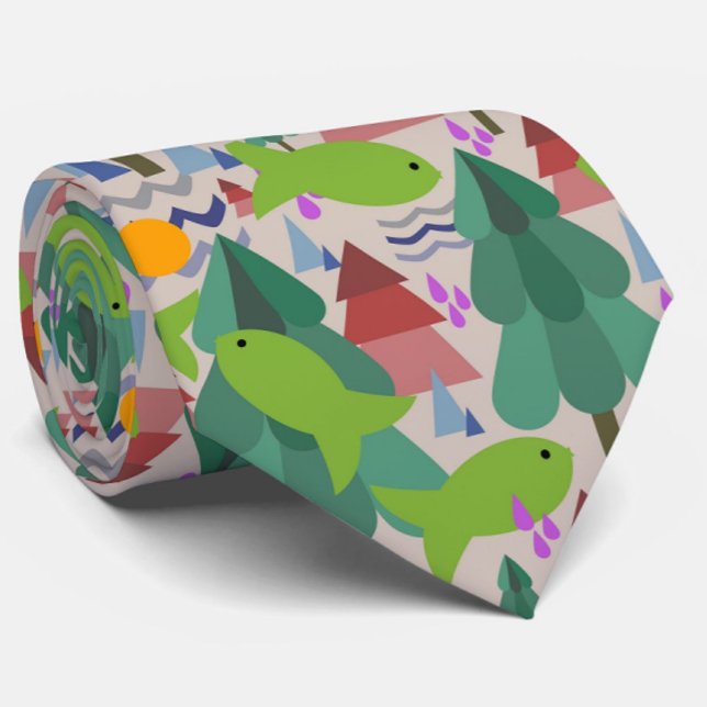 Cravate Forêt Whimsical Colorée Poisson Nature (Créateur téléchargé)