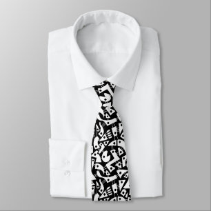 Cravate Formes Abstraites 180318 - Blanc sur noir