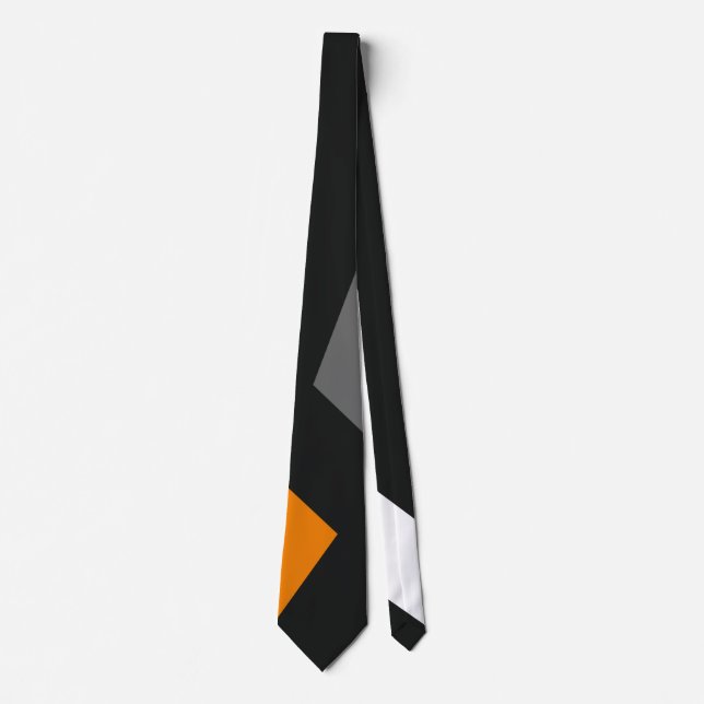 Cravate Formes aléatoires chic blanc et orange moderne (Devant)