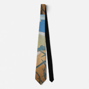 Cravate formes de blues sable et vert abstrait
