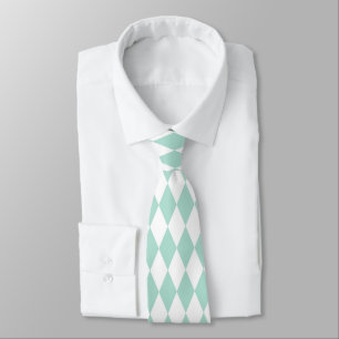 Cravate Formes de diamants vert et blanc de la menthe Crav