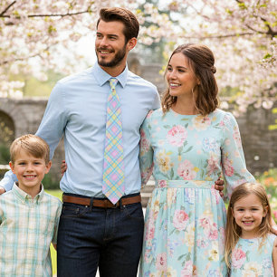 Cravate Foulard à carreaux pastel