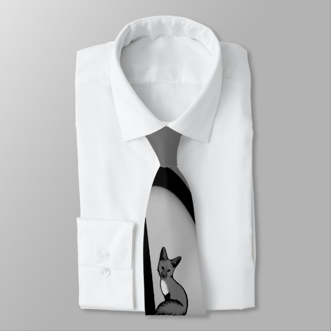 Cravate Fox Design d'art moderne en argent (Attaché)