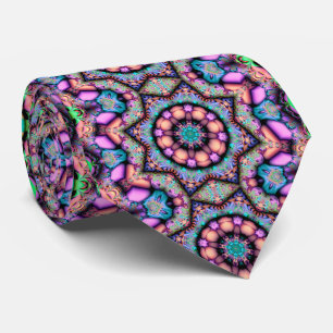 Cravate Fractal Mandala Floral Psychedelic