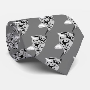 Cravate Français Bulldog Silhouette noir, blanc, gris