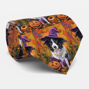 Cravate Frontière éffrayante Collie Halloween Sorcière Et 