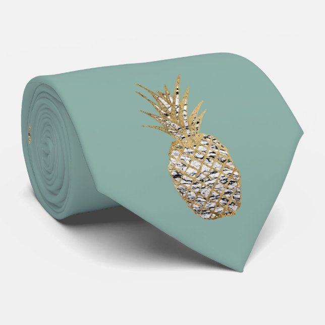 Cravate Fruit de marbre chic moderne d'ananas d'or (Roulé)
