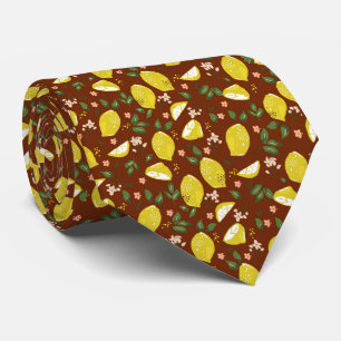 Cravate Fruits de citron jaune motif d'été lumineux