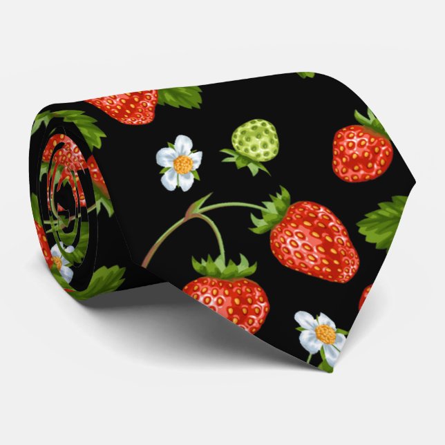 Cravate Fruits motif cool fraise (Roulé)