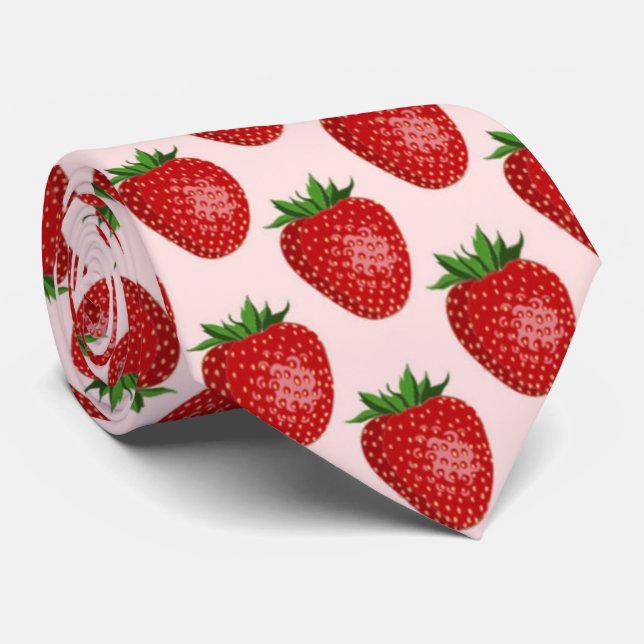 Cravate Fruits motif cool fraise (Roulé)