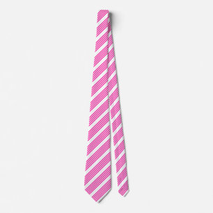 Cravate Fuchsia et blanc cinq bandes motif