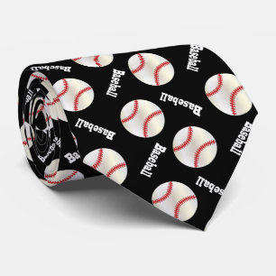 Cravate Fun Black Baseball Motif