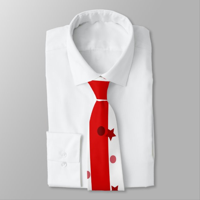 Cravate Fun Red and White Stripe and Stars (Attaché)