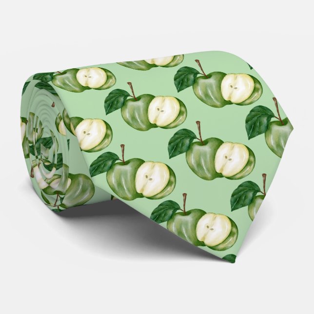 Cravate Fun tiled apple fruit pattern  (Roulé)