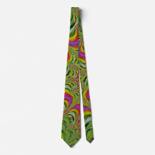Cravate Funky Psychedelic Stripes Fractal Abstrait