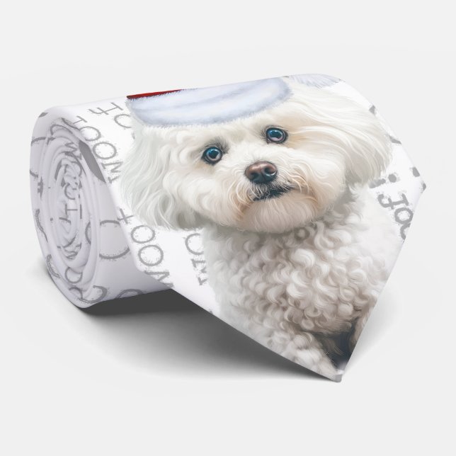 Cravate Funny Coton de Tulear Amoureux des chiens de Noël (Roulé)