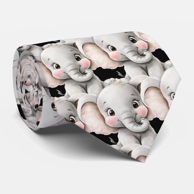 Cravate Funny Cute Jumbo Elephant Kawaii Neck Tie (Roulé)