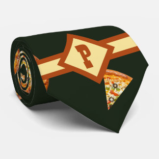 Cravate Funny Monogrammed Pizza Pattern