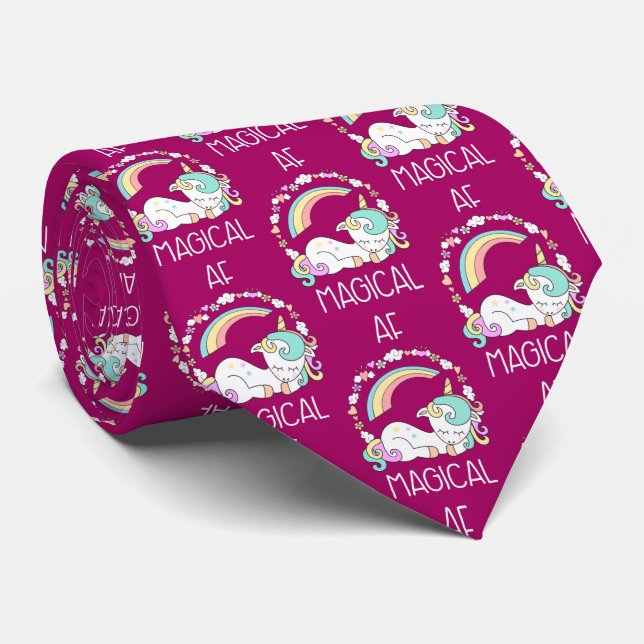 Cravate Funny Unicorn Dire la magie de la Foule (Roulé)