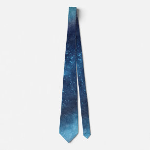 Cravate Galaxie Bleue Étincelle Abstraite