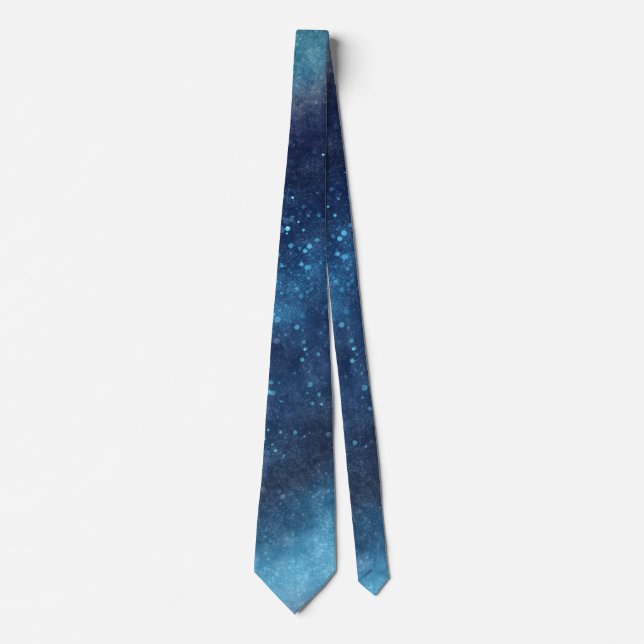 Cravate Galaxie Bleue Étincelle Abstraite (Devant)