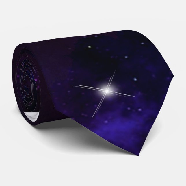 Cravate Galaxie violette bleu nuit (Roulé)