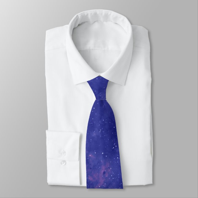 Cravate Galaxie violette et Motif d'aquarelle Starry Sky (Attaché)