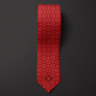 Cravate Garnet Red Lace Mandala Monogram