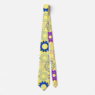 Cravate Gear02w x4 Motif des engrenages L Jaune BG