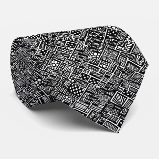 Cravate Géométrie Abstraite Noir Et Blanc
