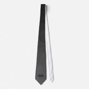 Cravate Géométrie gris foncé maillage motif Monogramme