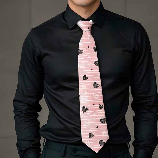 Cravate Gift for Him Love Text Hand Drawn Heart Tie (Gift for Him Love Text Hand Drawn Heart Tie)