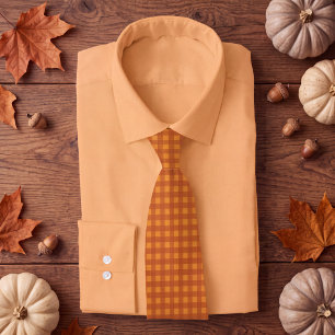 Cravate Gingham carreauté classique citrouille automne