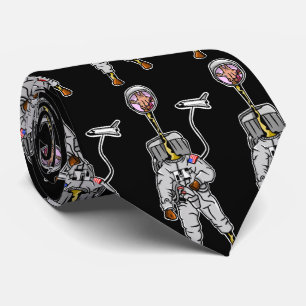 Cravate Girafe dans l'espace astronaute amusant