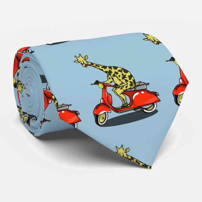 Cravate girafe sur un scooter vintage (Roulé)