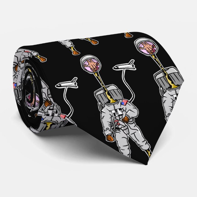 Cravate Giraffe dans l'espace astronaute drôle (Roulé)