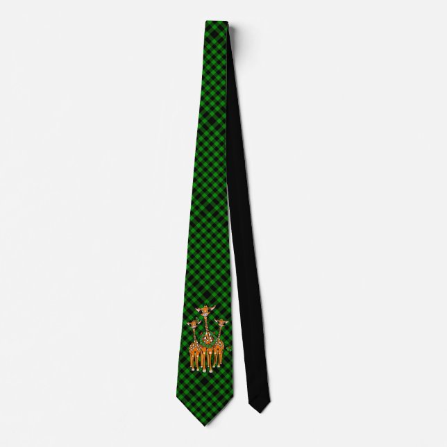 Cravate Giraffe de vacances, guirlande sainte, plaid vert (Devant)