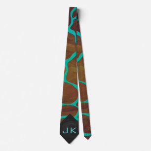 Cravate Giraffe Impression Brown et Turquoise