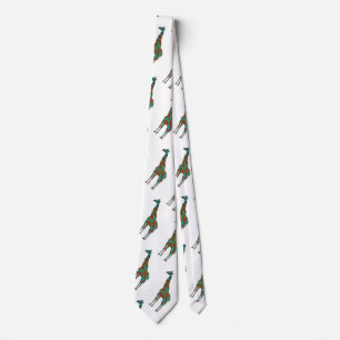 Cravate Giraffe Impression Brown et Turquoise