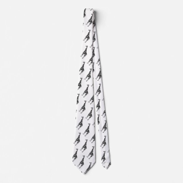 Cravate Giraffe Silhoutte noir et gris (Devant)