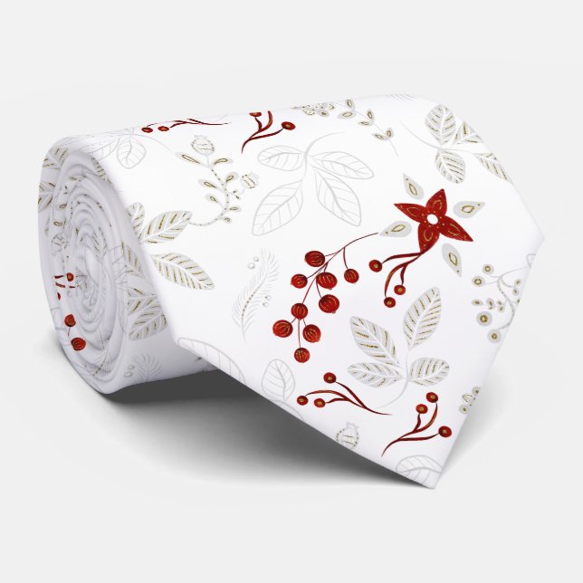 Cravate Glitterie rouge, blanche et or Motif nordique Cou  (Roulé)