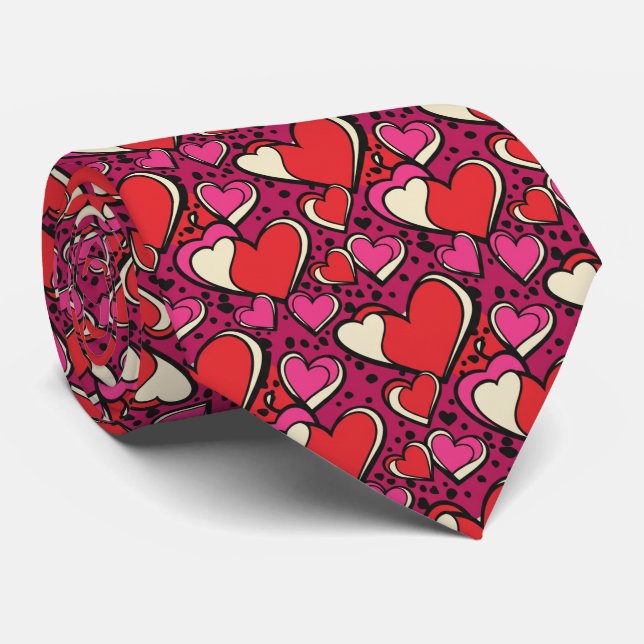 Cravate Going Bold Pinky Pink and Juicy Red Pop-Art Heart  (Roulé)