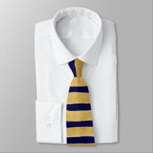 Cravate Gold And Navy Blue Stripe Geometric