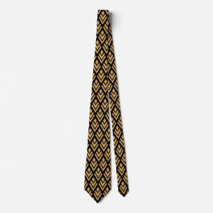 Cravate Gold on Black Art Deco Geometric Pattern