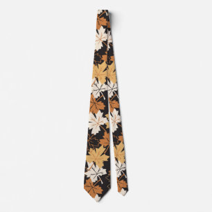 Cravate  Golden Brown Autumn Pattern Black Ver