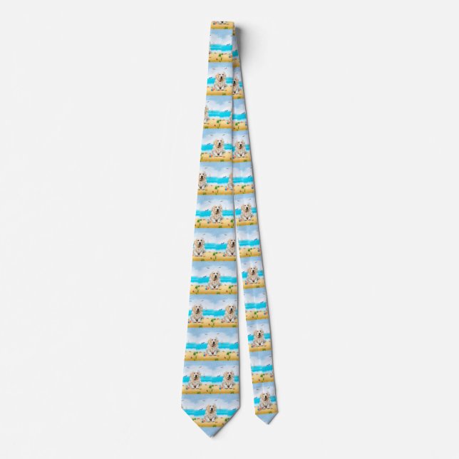 Cravate Golden Retriever Dog sur la plage (Devant)
